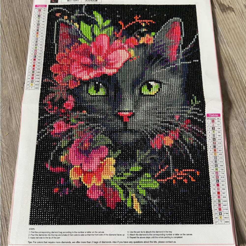 Floral Cat Diamond Painting
